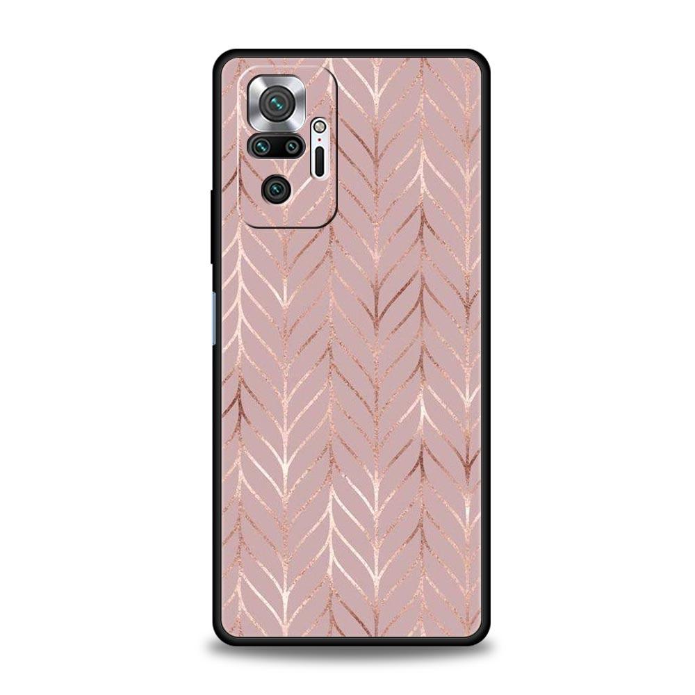Чехол для телефона для Xiaomi Redmi Note 14 13 12 5G 11 10 Pro Plus 4G 9S 9 14C 13C 12C 10C 9C 9A Мягкий ТПУ чехол Золотой Розовый Сердце Любви