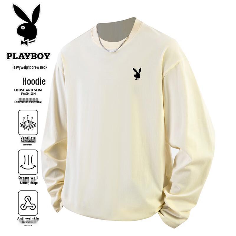 PLAYBOY Мужская футболка с круглым вырезом, свободного кроя, с длинным рукавом