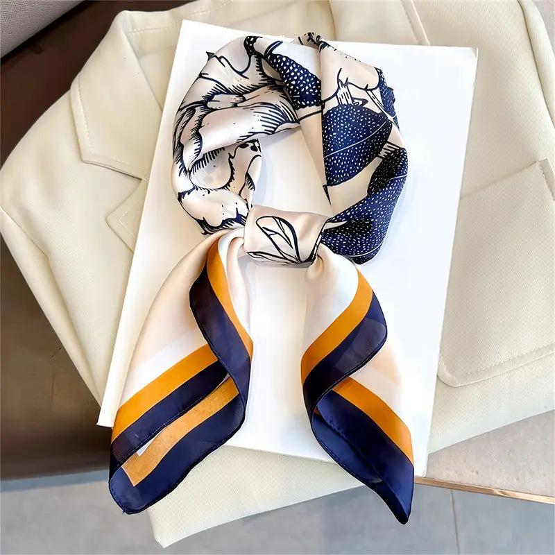 70 Silk Scarf: High-End Korean Style, Versatile Professional Imitation Silk, Retro Printed Women's Scarf