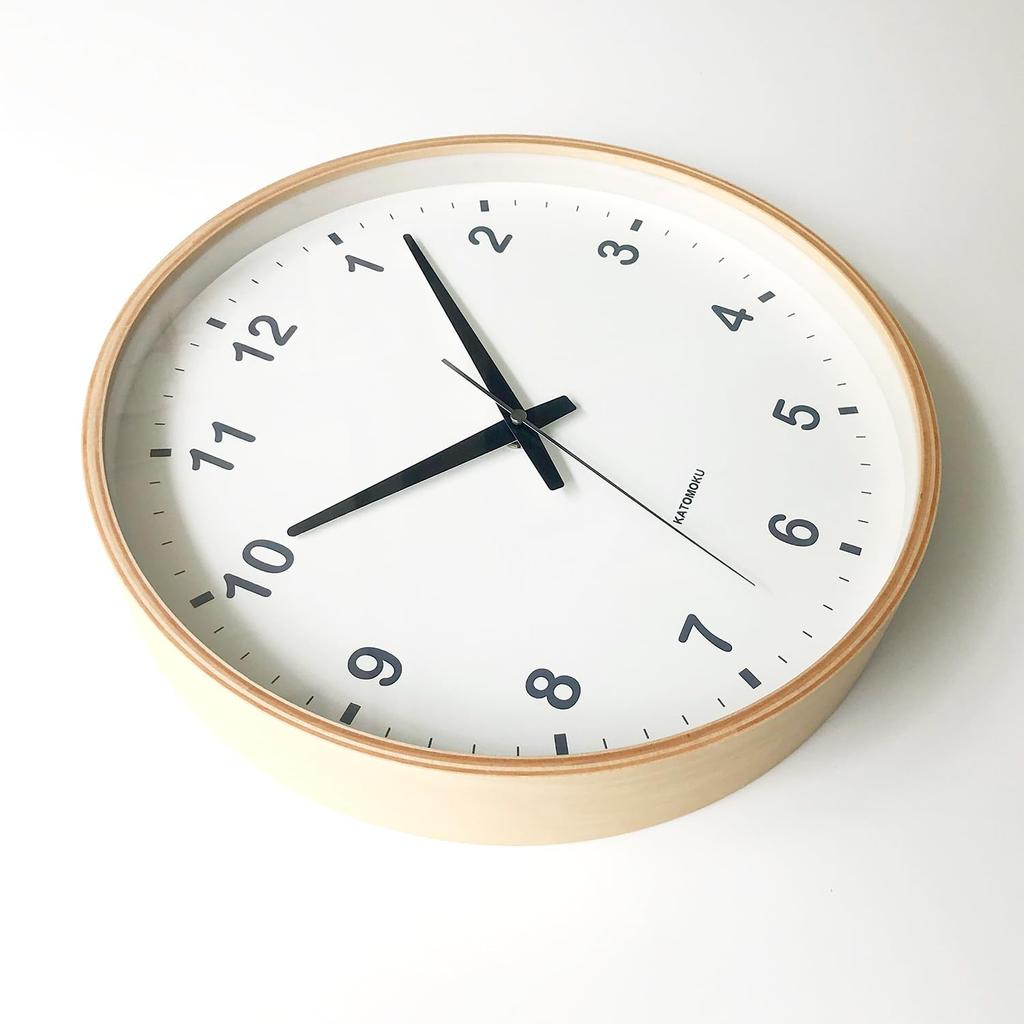 KATOMOKU plywood clock, natural finish, km-33LRCS, wall clock with continuous second hand, 30.4cm diameter (SKP radio-controlled clock)