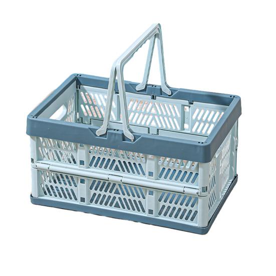 Складной ящик для хранения Пластиковая складная корзина для хранения Большая вместимость Штабелируемый ящик с ручками для офиса Спальни Кухни Игровой комнаты