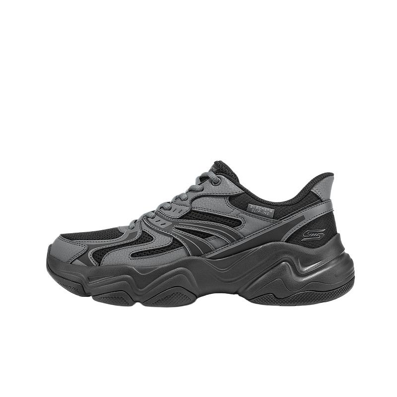 Skechers DLites Сетчатые Синтетическая Кожа Шнуровка Комфорт Классическая Амортизация Дышащая Поддержка Низкие Папины Кроссовки Мужские кроссовки 118334-BKMT