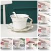 Роскошная керамическая кофейная чашка, ложка, набор тарелок, изысканная чашка для латте, цветочного чая, воды, набор чайных чашек, офис