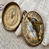 Handmade Brass Pocket Compass with Sundial – 5 Cm Diameter | Royal Memorabilia | Steampunk Style | Queens Coronation Commemorative