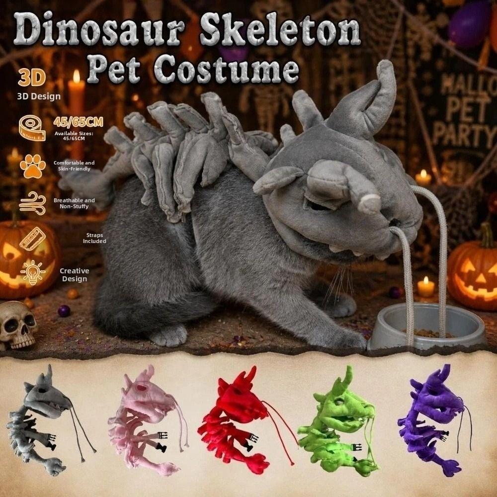 45/65CM Dinosaur Bone Pet Headgear Cool Cat Cosplay Headwear Halloween Pet Costume Pet Supplies