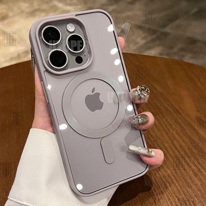 Усовершенствованный акриловый чехол для телефона, не желтеющий, для iPhone 16 15 14 13 12 11 Pro Max 16 Plus, прозрачная магнитная защитная крышка Magsafe