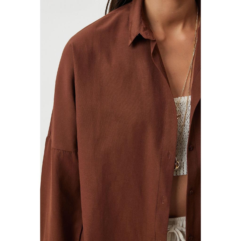Базовая рубашка Oversize шоколадного цвета
