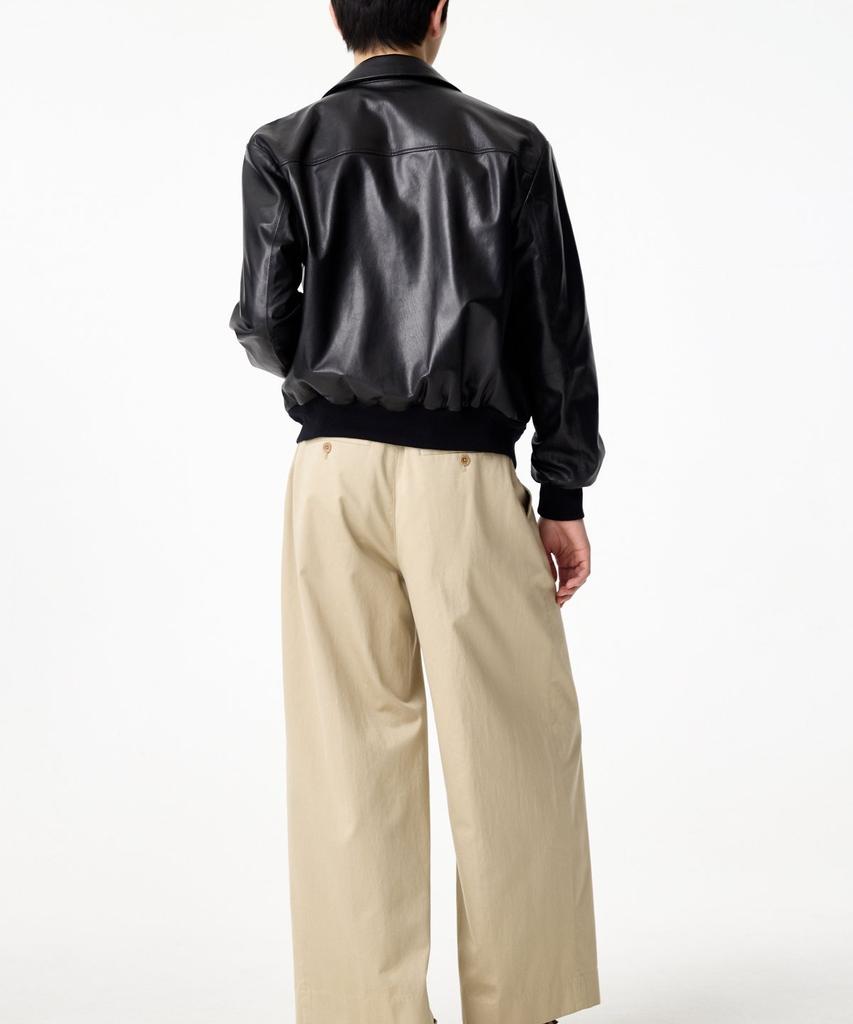 Man On The Boon Two-Way Zipper Leather Jacket_Black 4715110004