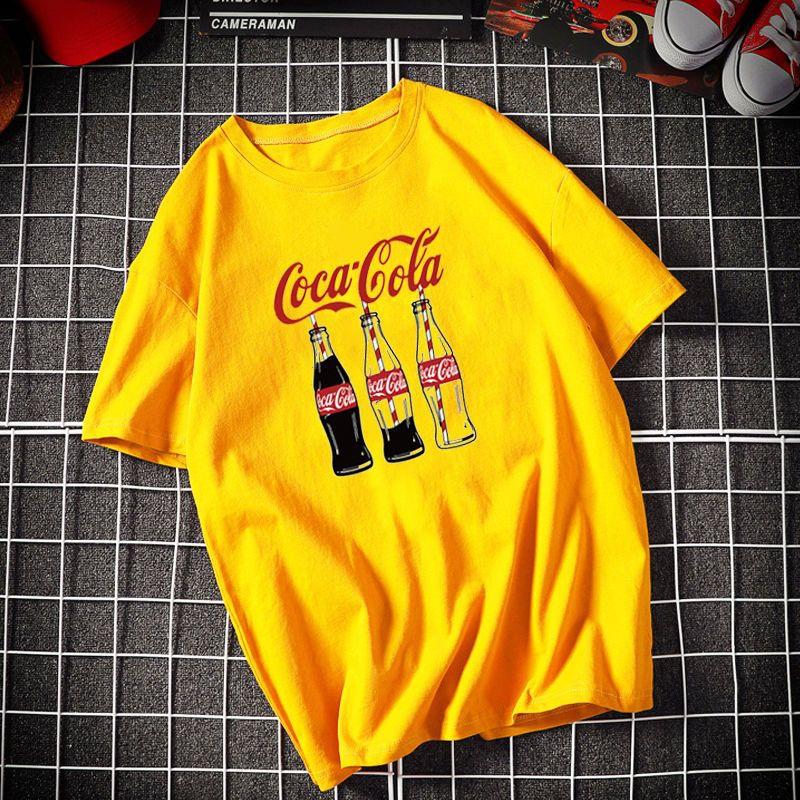 Pure cotton Coca-Cola joint commemorative short-sleeved T-shirt Youth Hong Kong style brand ins large size men and women couples versatile