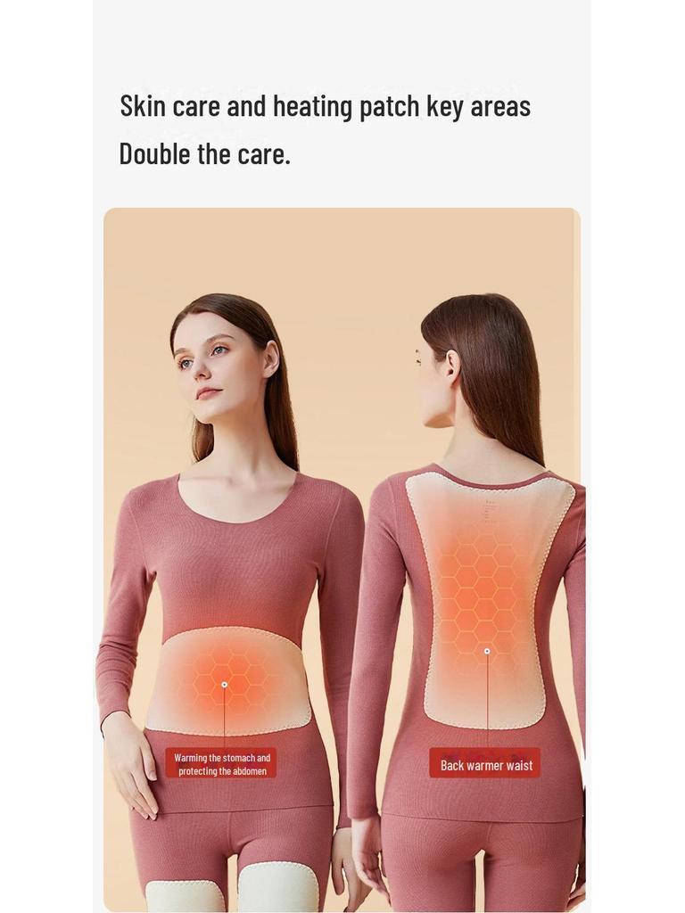 Комплект женского термобелья Aoweizi из шелка и гиалуроновой кислоты — осень/зима, с утолщенным бархатом.