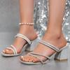 Sale Shoes for Women Plus Size Women's Slippers Fashion Crystal Daily Slippers Women New Peep Toe Heeled Sandalszapatos