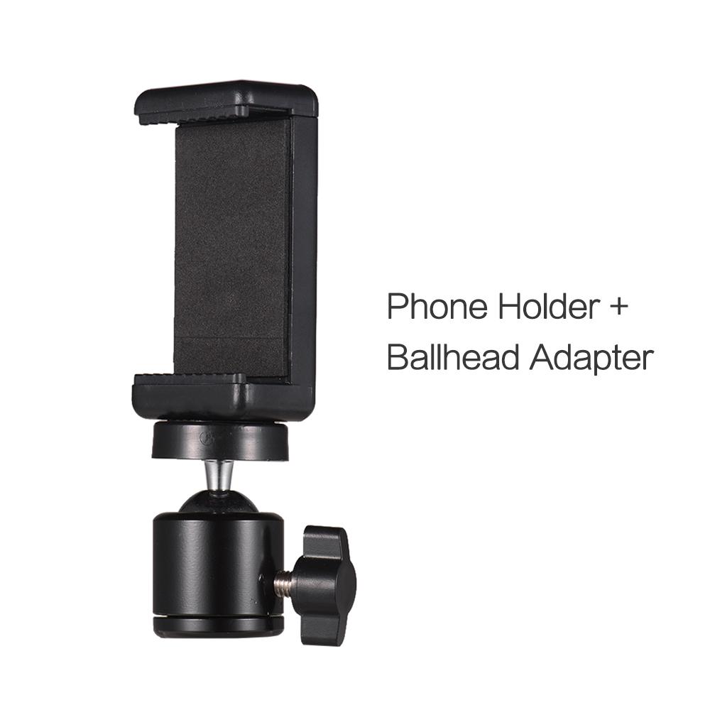 Adjustable Phone Holder Smartphone Clip + Flexible Ballhead Adapter Mount with 1 4 Inch Screw