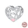 Серебро 925 пробы медь Любовь Семейное дерево Кошки Собаки Воздушный шар Подвески-бусины Подходят для оригинальных браслетов-шармов DIY Бусина Женщины Циркон Изготовление