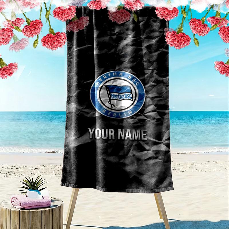 Hertha BSC Custom Name Print Beach Towel, Large Soft Quick Dry Towel for Beach Camping Swimming