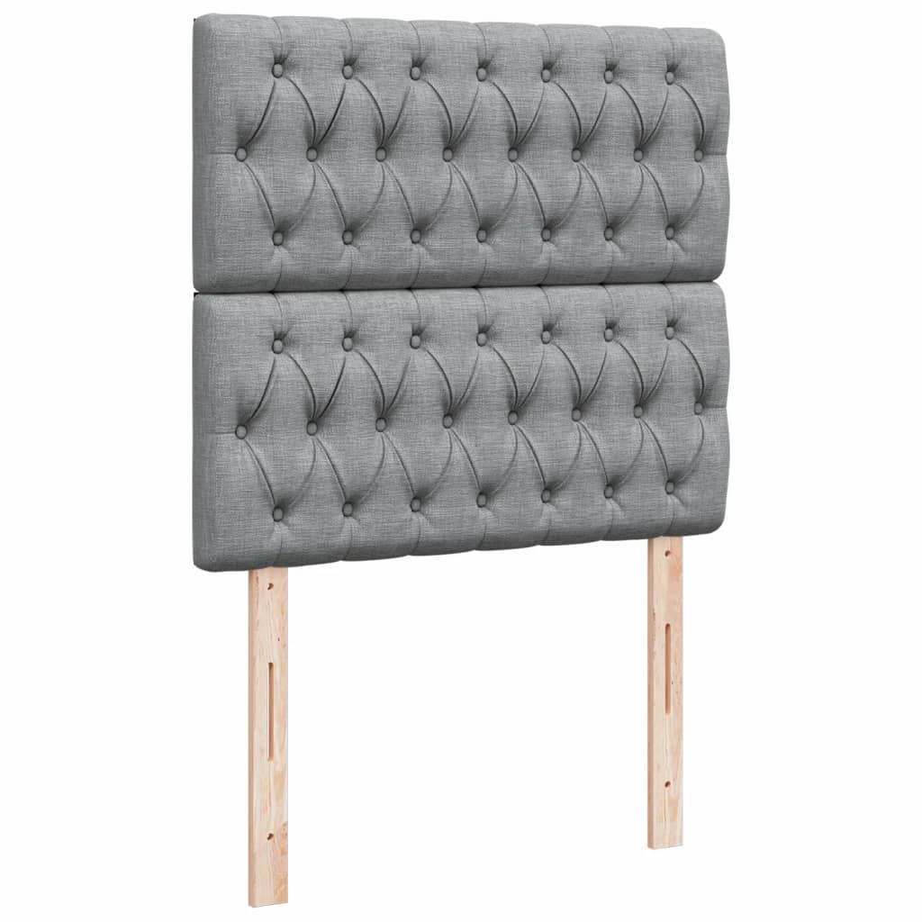 Box Spring Bed with Mattress Light Grey 100 x 200 cm Fabric