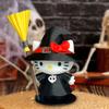 Хэллоуинская фигурка кошки-ведьмы, милая маленькая 3D-печатная статуэтка кошки-ведьмы для Хэллоуина, домашний декор для стола, полки