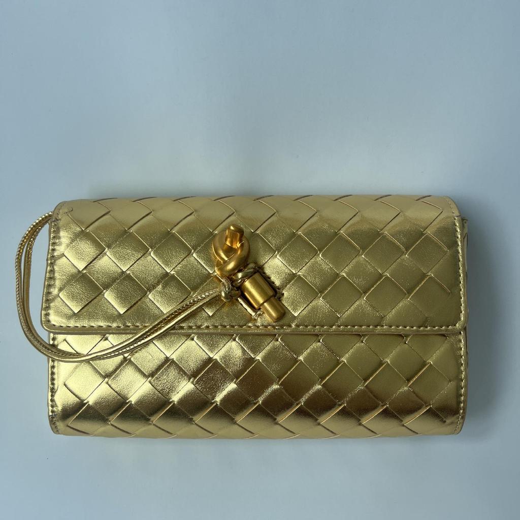 2024 Высококачественная плетеная сумка через плечо с золотым замком