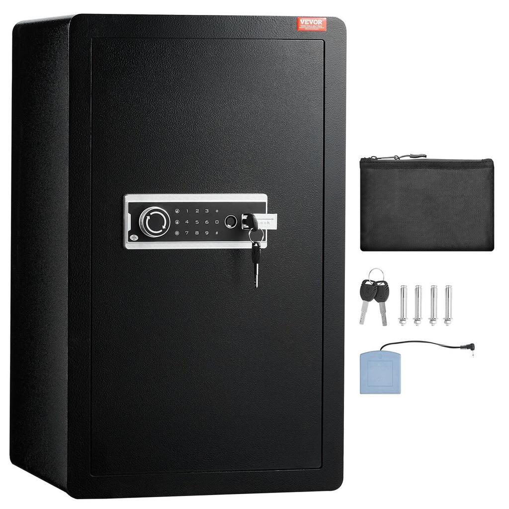 Single Door 3.5 cu.ft Safe Box with Key Lock Password & Fingerprint Black