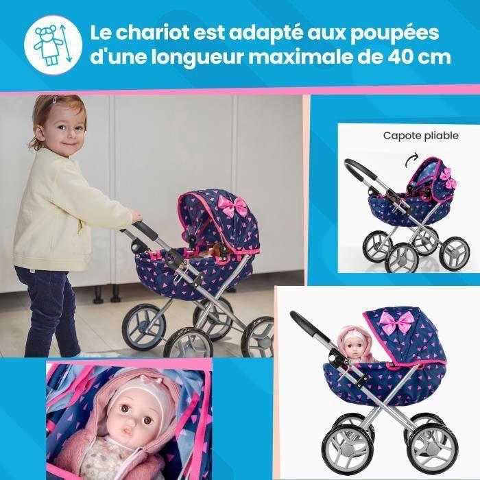 Poussette landau pour poupée pliable, capote, roues en mousse, châssis léger Kinderplay (KP0260T)