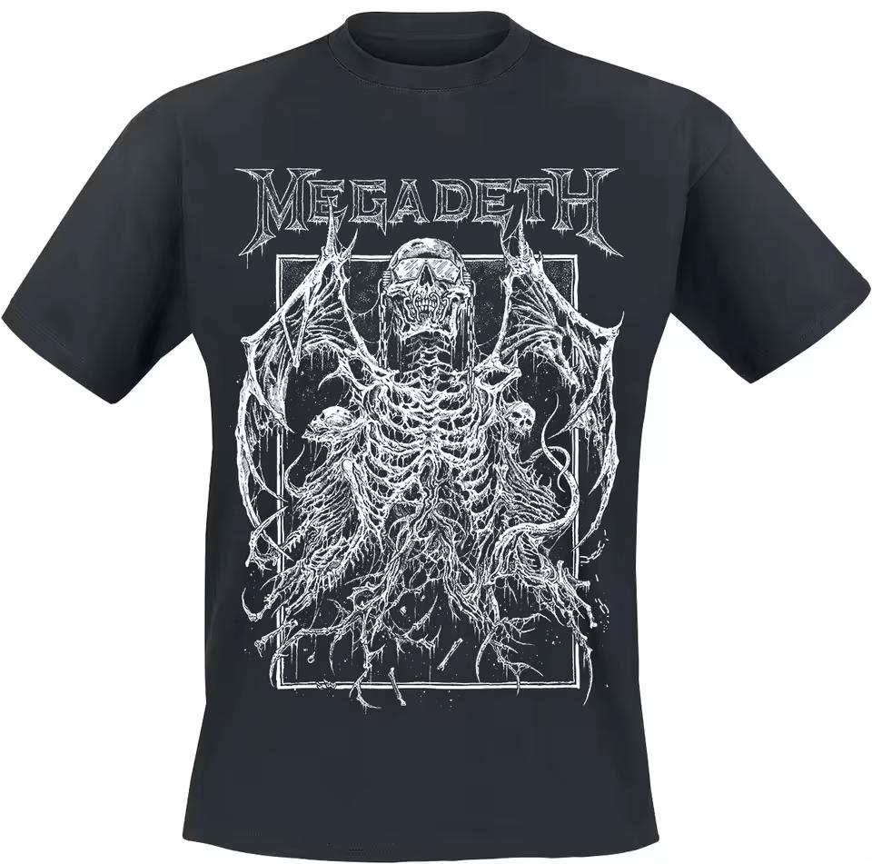 Megadeth Skeleton Demon Print Cotton T-shirt Men Women Dark Thrash Metal Band Gothic Line Art Unisex Short Sleeve Tee