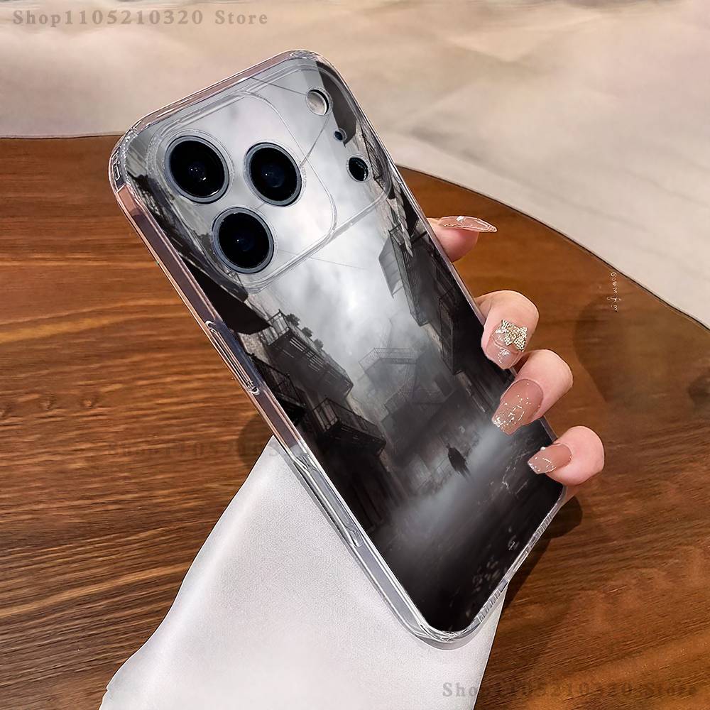 Чехол для телефона для iPhone 17,16,15,14,13,12,11 Pro,Max,Plus,XR,Mini,E, Прозрачный, Мягкий, Полное покрытие, Видеоигра Silent Hill 2