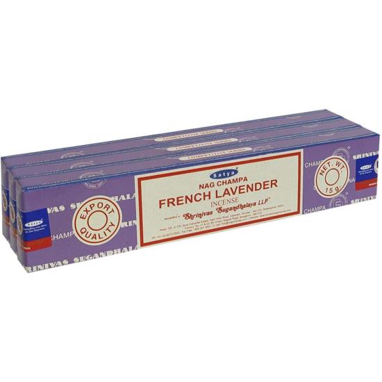Ароматические палочки Satya Nag Champa French Lavender, упаковка из 3 коробок по 15 г каждая