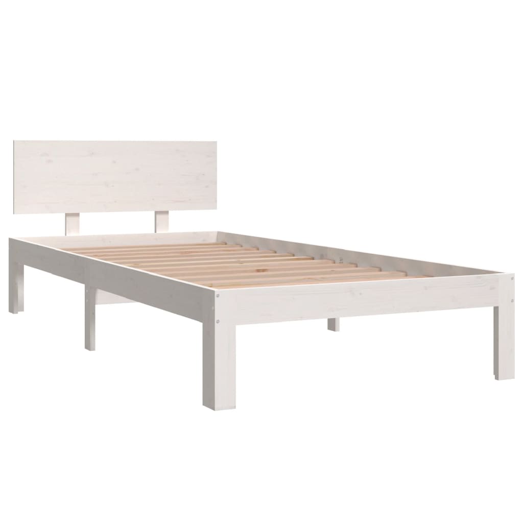 Solid Wood Bed White Pine 90x200 cm