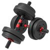 Set of 2 Non-Slip Dumbbells with 8 Weight Discs, 15 kg in total, and Connector. Black