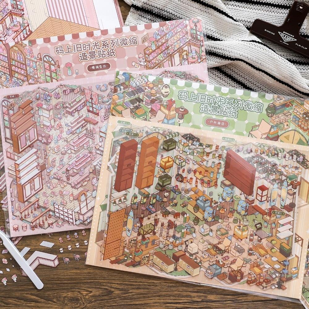 Large Size 3D Scene Stickers Shop Theme Mini Landscape Sticker Stacking Stickers Children Gifts