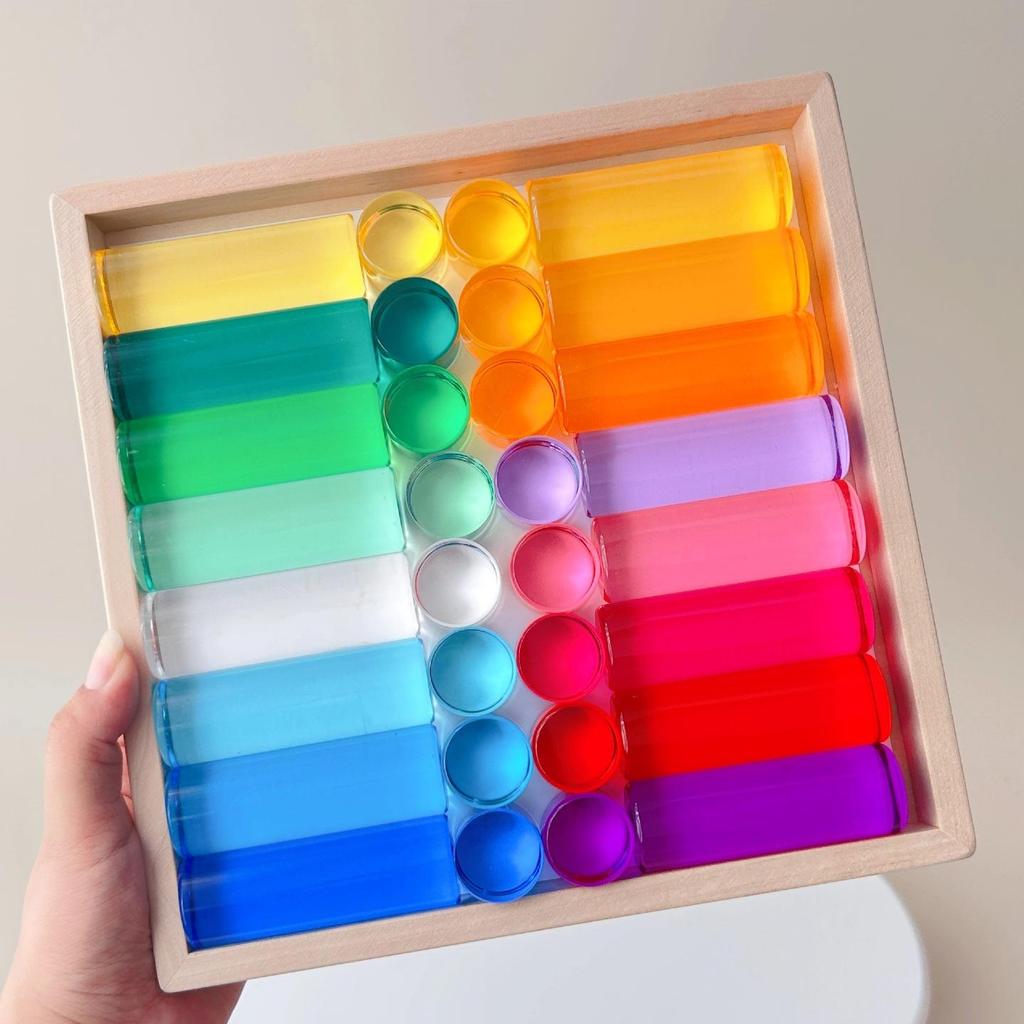 Радужные акриловые stacking cylinder blocks - Игрушки Crystal Light & Shadow для детского сада