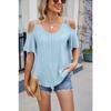 YYFS Women's Fashion Casual Summer Spring Solid Color Print Short Sleeve U-Neck Blouses & Shirts