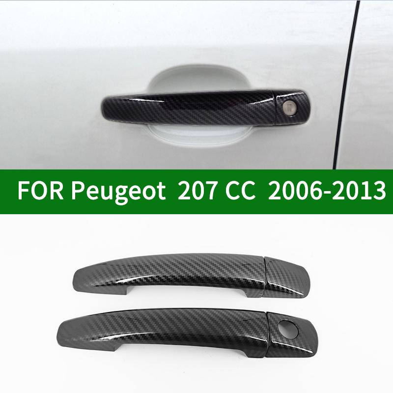 For Peugeot 207CC coupe 2006-2013 Accessory carbon fibre pattern car 2 door handle covers trim 2008 2009 2010 2011 2012