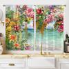 2pcs Vintage Sunflower Print Curtain Digital Printing Living Room Curtains, Grommet Top Rod Pocket Hook Curtains