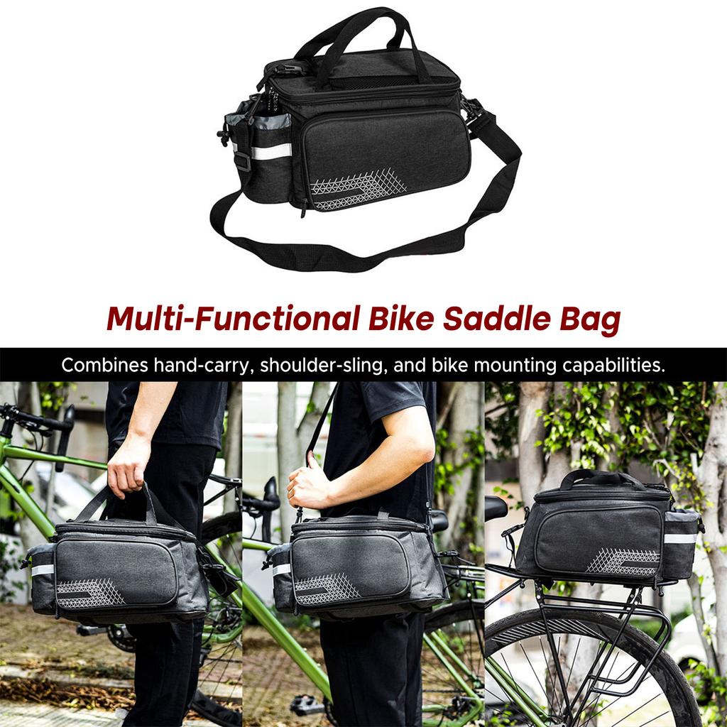 Bike Saddle Bag Rear Bike Rack Bag for Bike 17L Large Capacity Combines Hand-carry Shoulder-sling and Bike Mounting Capabilities