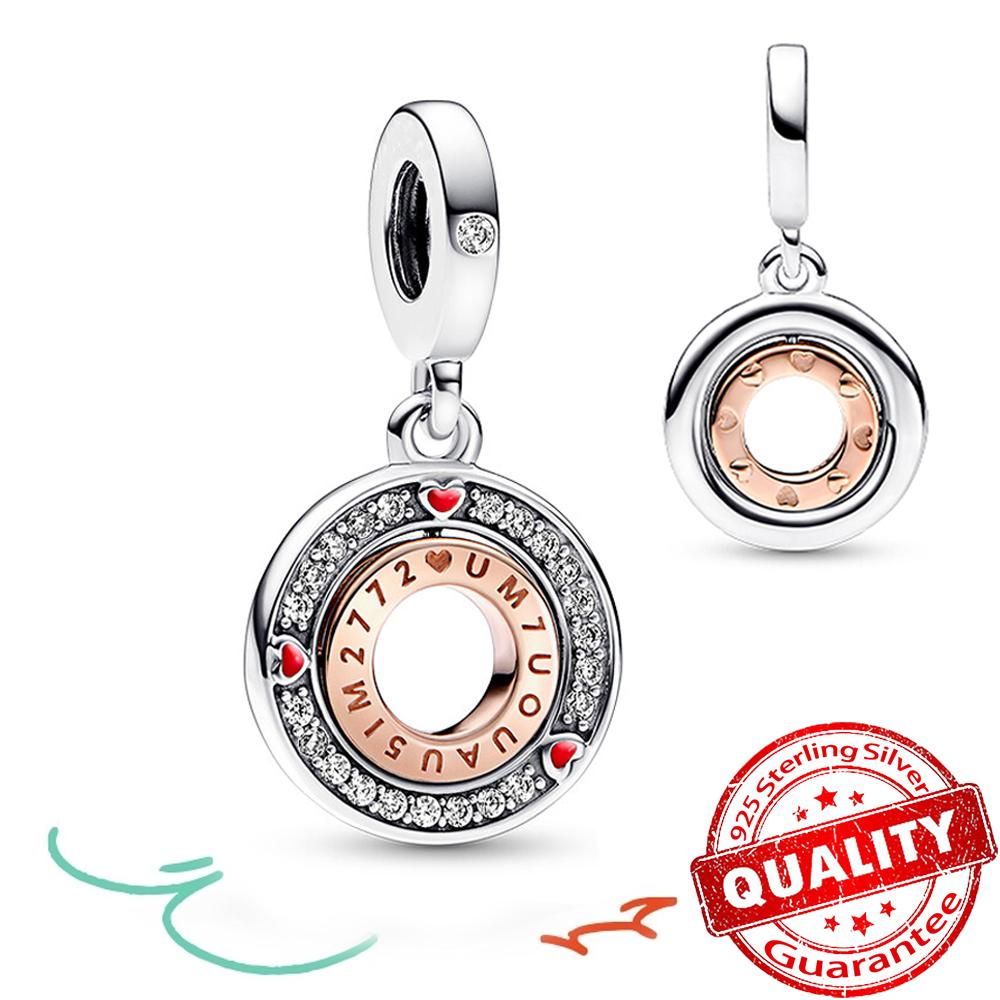 Настоящее S925 стерлингового серебра Бесконечность Двойное Сердце Любовь Разделение Шарм Fit Браслет Для Женщин Оригинальное Ожерелье Подвеска Ювелирные Изделия