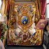 1pc Medieval royal coat of arms and iris blanket, al season lightweigh Poster blanket home office outdoor nap multifunc Poster blanketional blanket