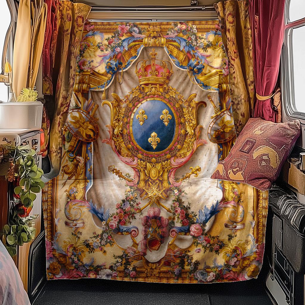 1pc Medieval royal coat of arms and iris blanket, al season lightweigh Poster blanket home office outdoor nap multifunc Poster blanketional blanket