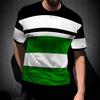Summer Round Neck Color - Block Striped 3D Print Top Fashionable Casual Short Sleeved Men's T-shirts