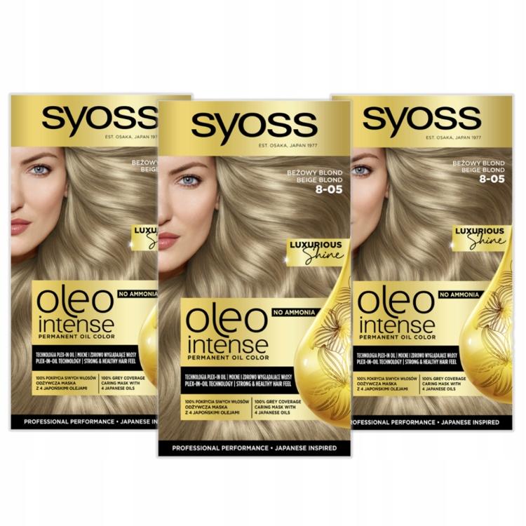 Syoss Oleo Intense Hair Dye, Permanent, Ammonia-Free, No. 8-05 Beige