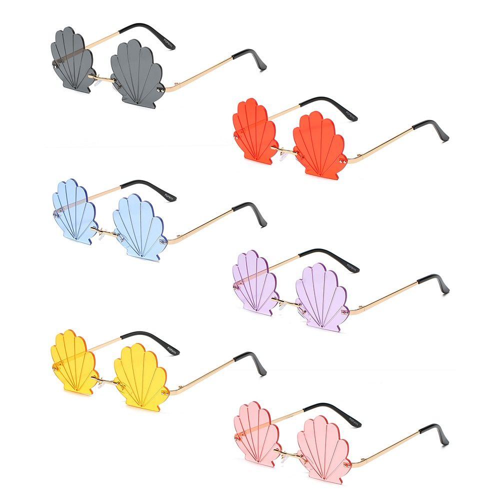 Flower Shape Metal Sun Glasses Unique Funny Shades Rimless Sunglasses for Photo Props, Party