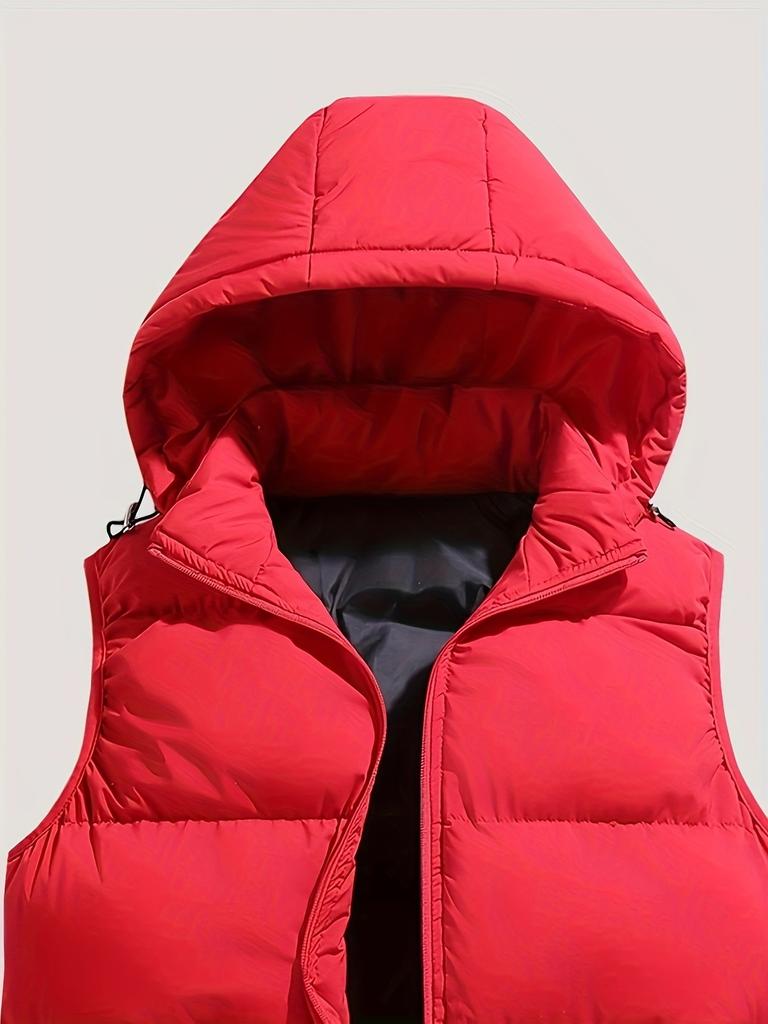 Men's Hooded Vest Jacket, Cotton, Black, Red, Sizes 0XL-5XL