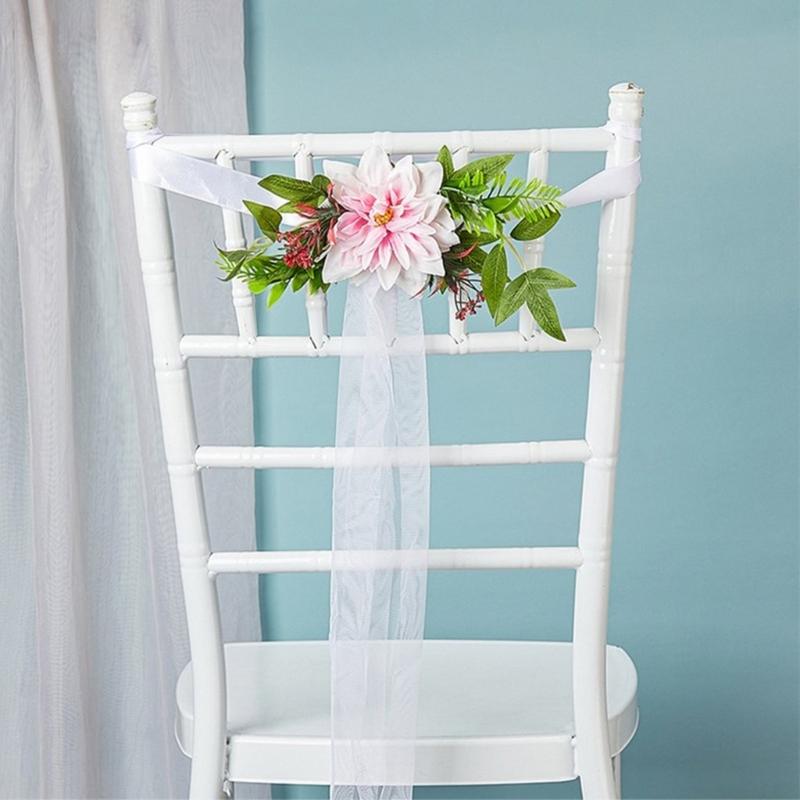 Wedding Ceremony Chair Back Flowers Elegant Wedding Chair Back Flower Embellishment Decorative Flowers for Aisle