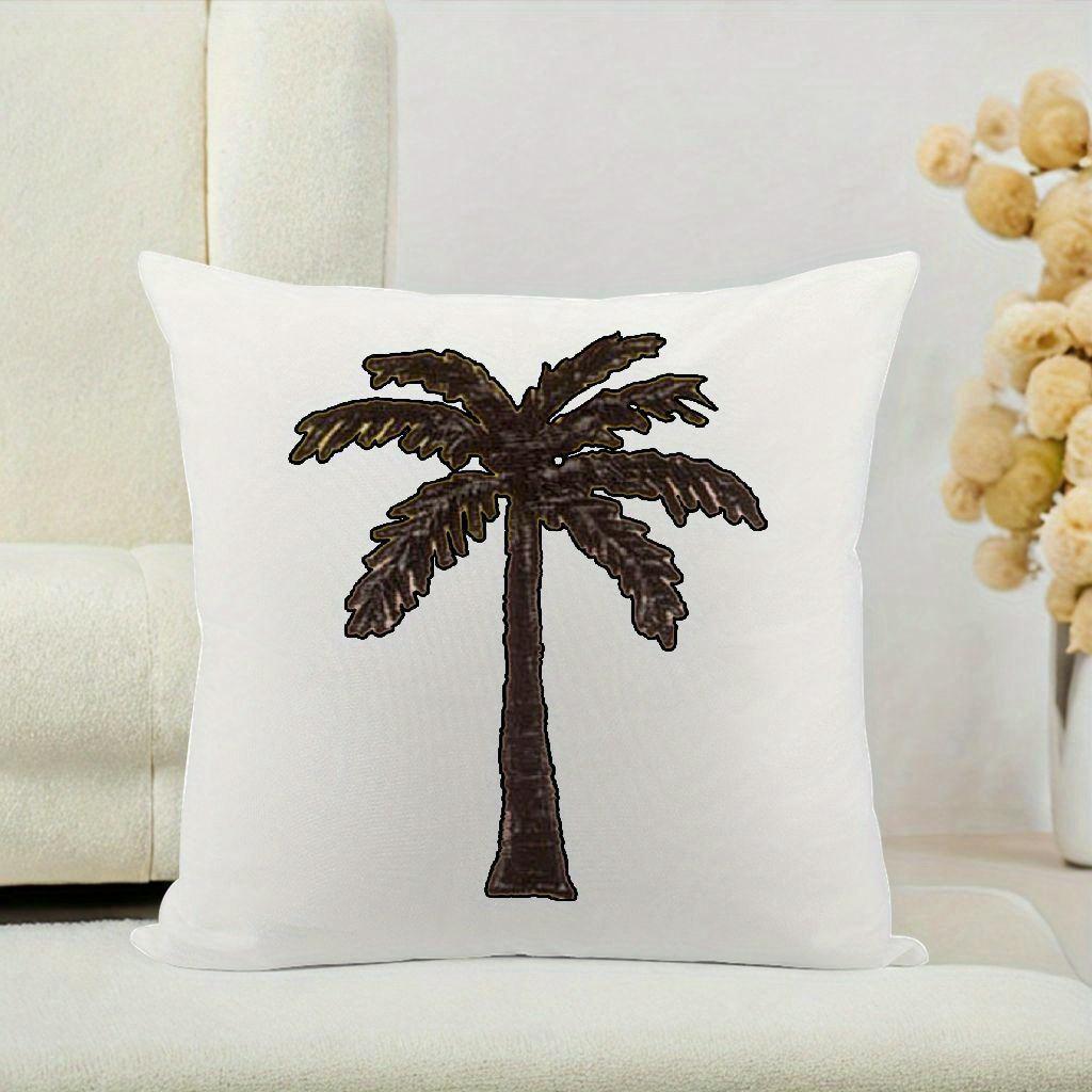 Стильная подушка с вышивкой в виде пальмы - Идеально подходит для домашнего декора и помещений в пляжной тематике, добавляет тропический шарм