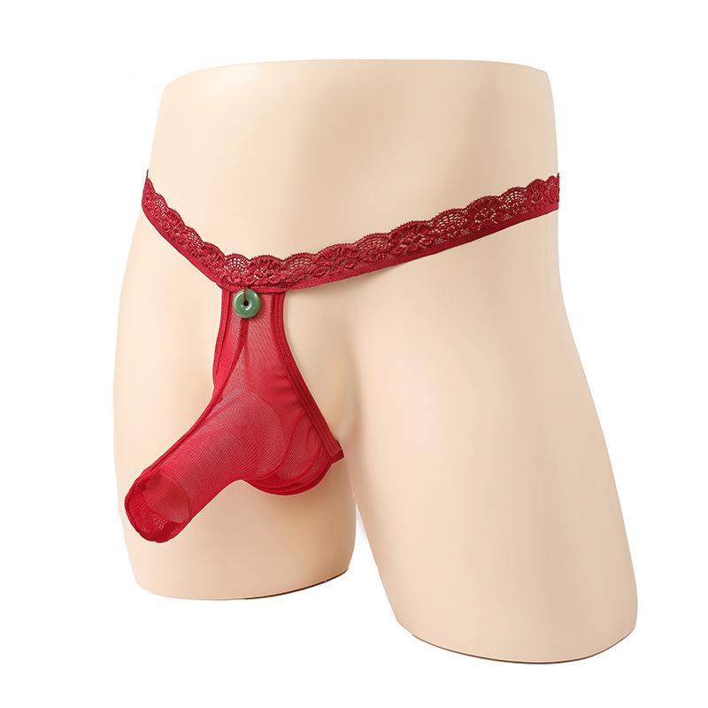 Мужские эластичные трусики кружевные с защитной кнопкой стринги секс-нижнее белье мужское секс-нижнее белье