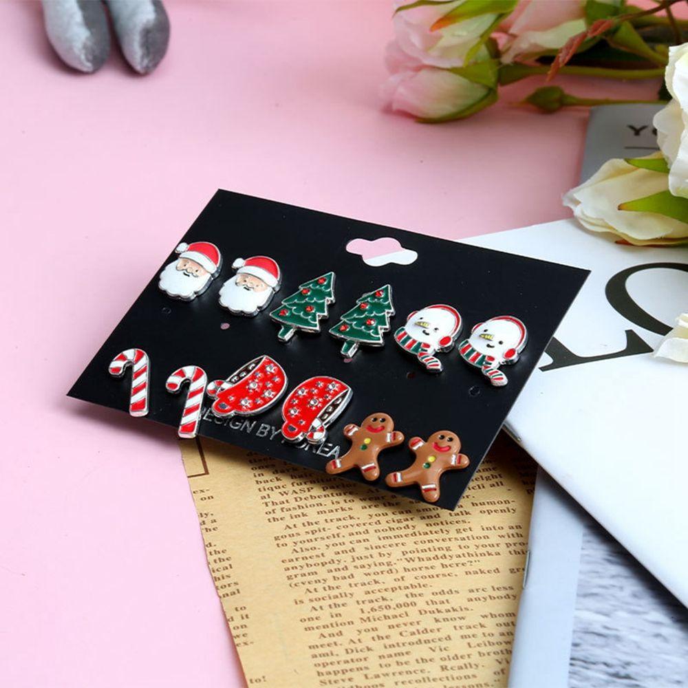 Santa Claus Elk Christmas Earrings Set Female Ear studs Korean Style Earrings Red Dangle Earrings