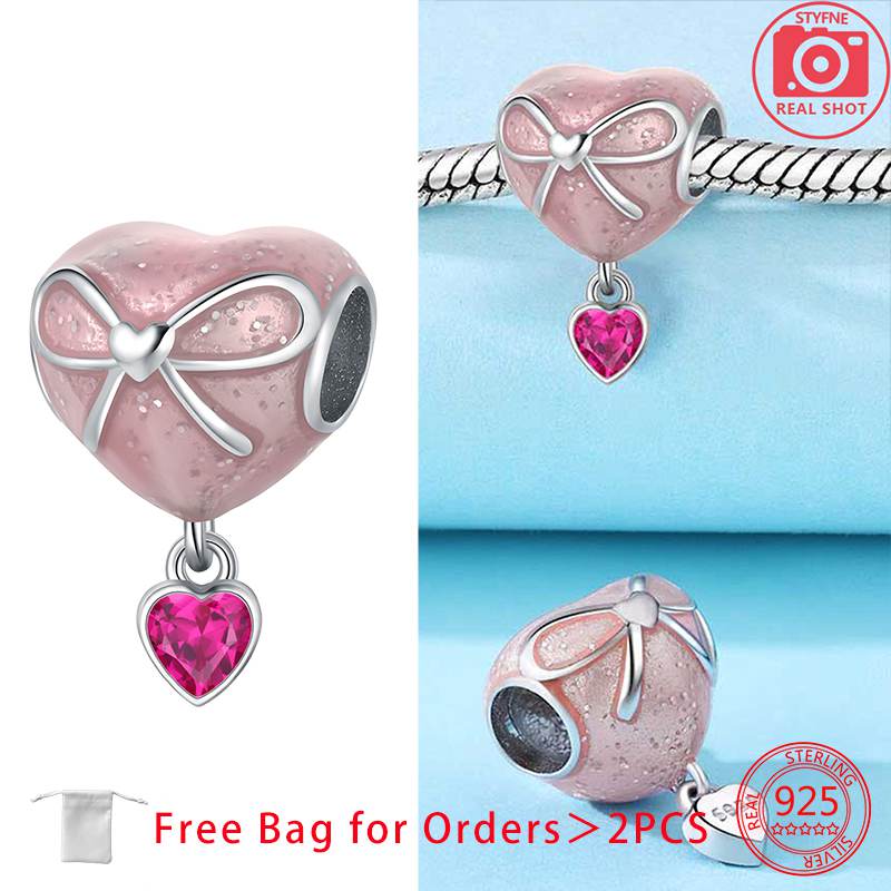 Подвески-сердечки 'Вечная любовь', Бусины-шармы, Совместимы с оригинальными браслетами-цепочками из меди, Бусины-шармы для женщин, Сделай сам, Изготовление украшений